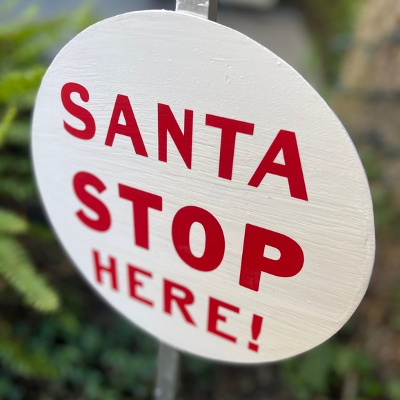 Handpainted Santa Stop Here Christmas Decor Kids Fun Sign Yard Home - Picture 2 of 9